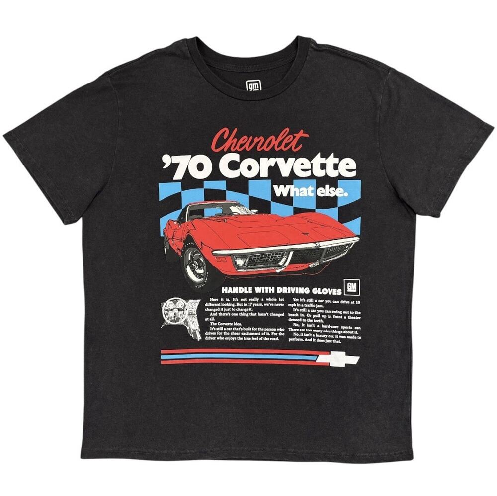 General Motors 1970 Corvette T‑Shirt Men’s XXL (Fits Like XL) Gray GM Tee